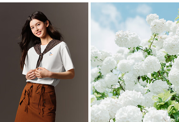 Semir [Colorful Cool-Feeling T-Shirt] Women's Short-Sleeve T-Shirt, Mid-Length, Loose-Fitting, Comfortable Embroidered Top, 109324100007 11