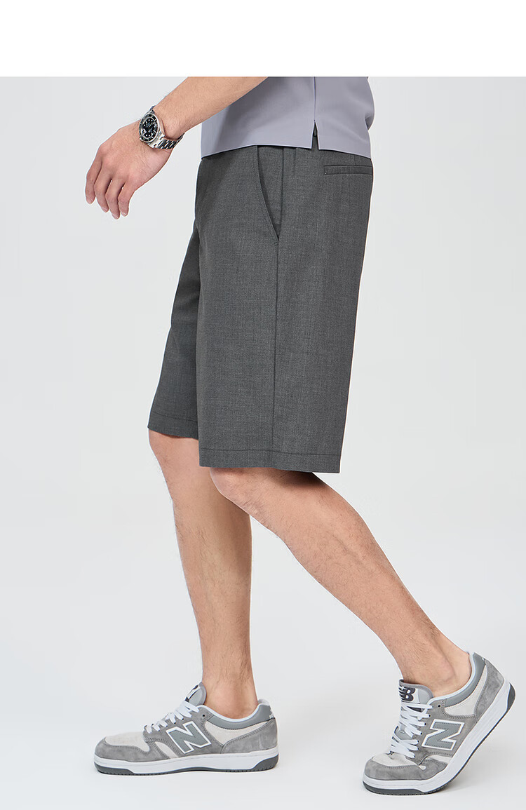 DANCING WOLVES [Cool Mulberry Silk] Four-Way Stretch Summer Commute Versatile Casual Shorts for Men, 015 Dark Gray, Size 36 4