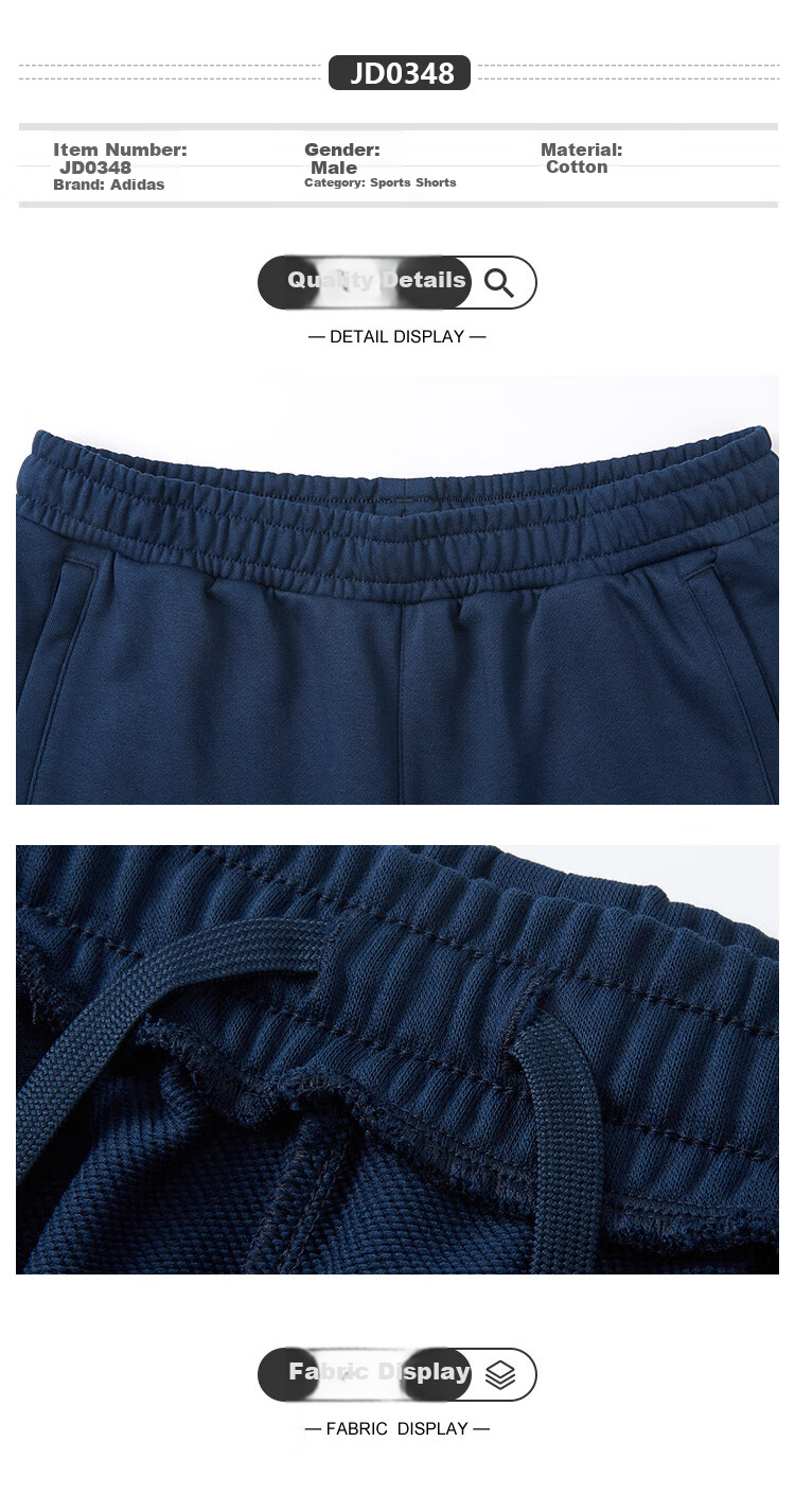Adidas Versatile Breathable Comfortable Outdoor Quick-Dry Pocket Zipper Sports Training Fitness Shorts, Size S 1