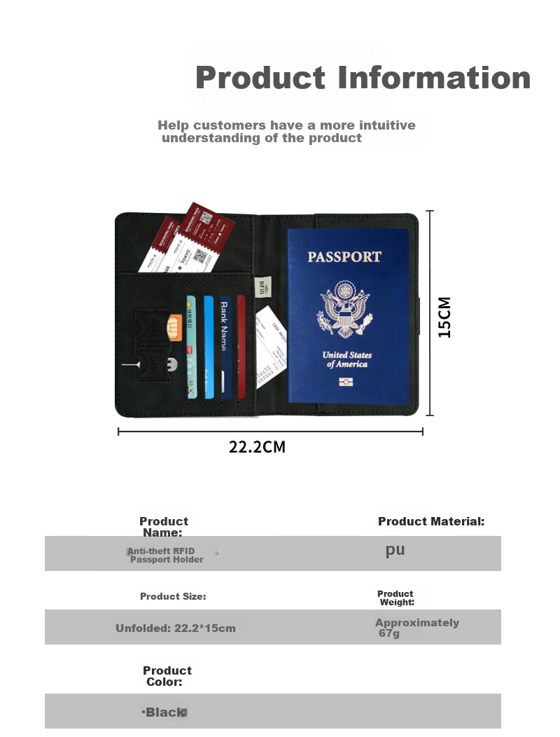 Yueyebing Travel Passport Holder, Storage Bag, Wallet, ID Anti-Theft Card Holder, Protective Case, Coin Purse, Bank Card Holder, Portable for International Travel 4