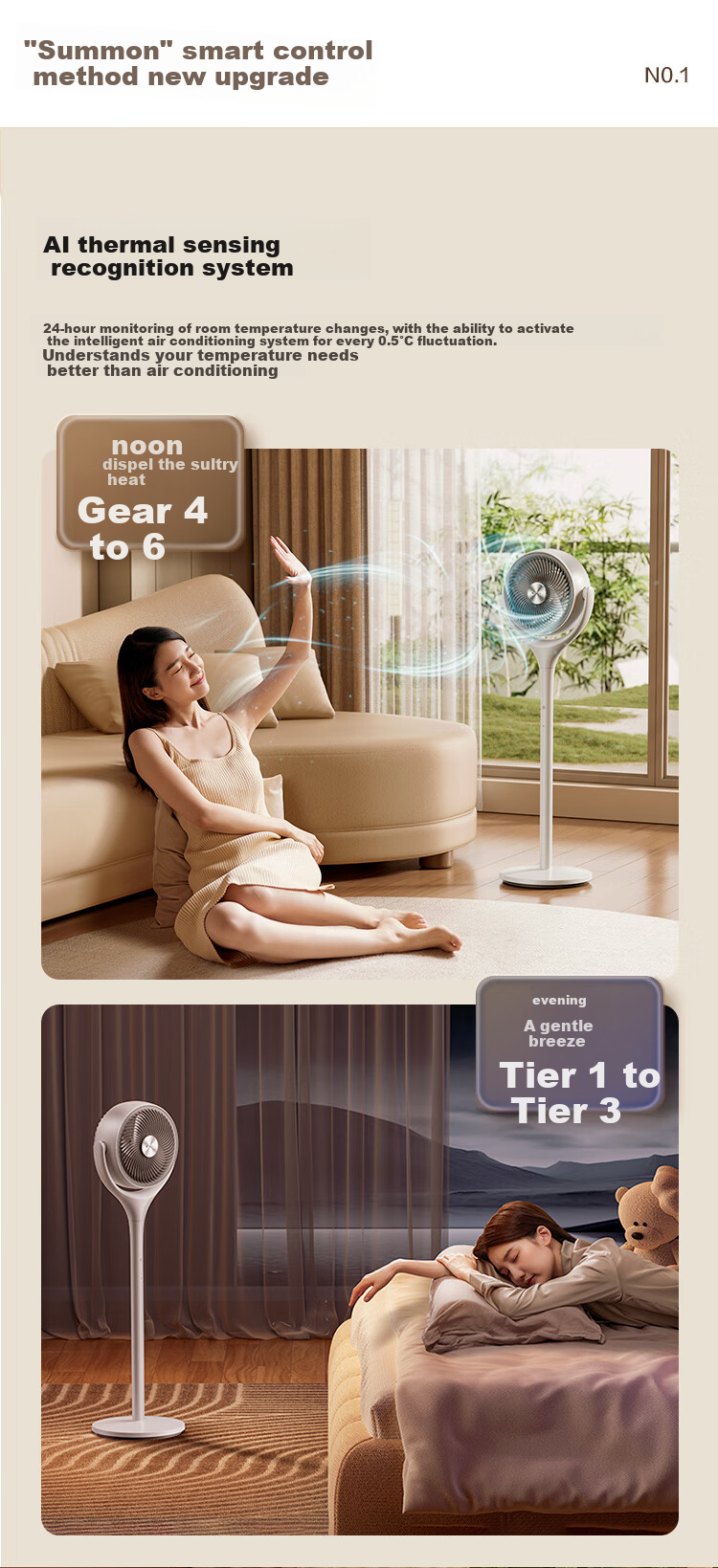 GREE [Weaving Wind Ai+Ultra] Level 1 Energy Efficiency DC Inverter Quiet Energy-Saving Ultra Silent Air Circulation Fan Home Voice Remote Control Electric Fan Household Purification Floor Fan 2