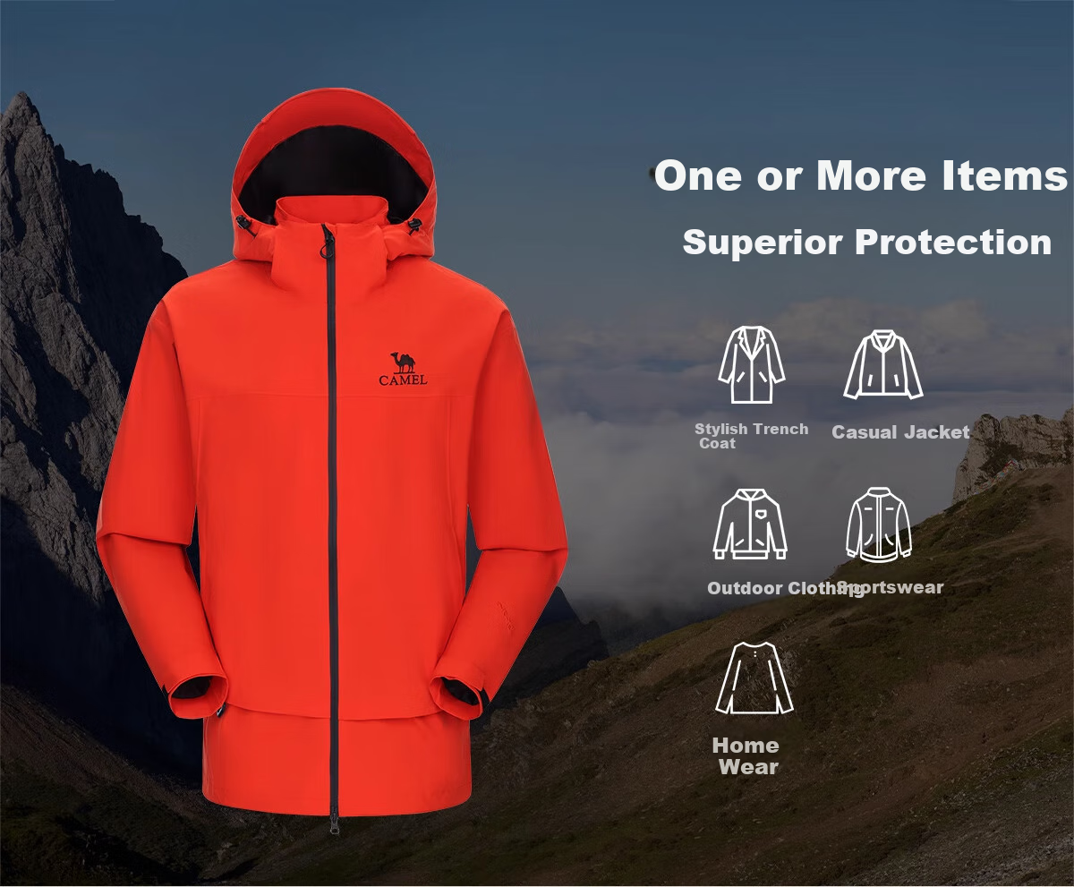 CAMEL Outdoor Jacket, Triple Protection, Men's And Women's Wear, Short Style Coat, Loose-Fitting, Breathable, Windproof, Waterproof, Casual Outerwear, G076 S 8