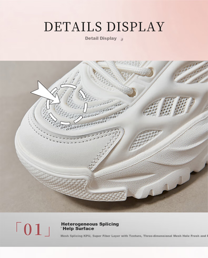 ZHR Dad Shoes for Women, Summer Lightweight Sports Casual Shoes, Breathable Mesh Women's Shoes, QK05E, Beige, Size 37 10