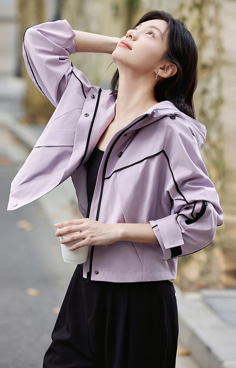 Dme [In The Wild Series] Spring And Autumn Urban Light Outdoor Hooded Jacket with Elastic Cuffs And Contrasting Color Woven Trim 9