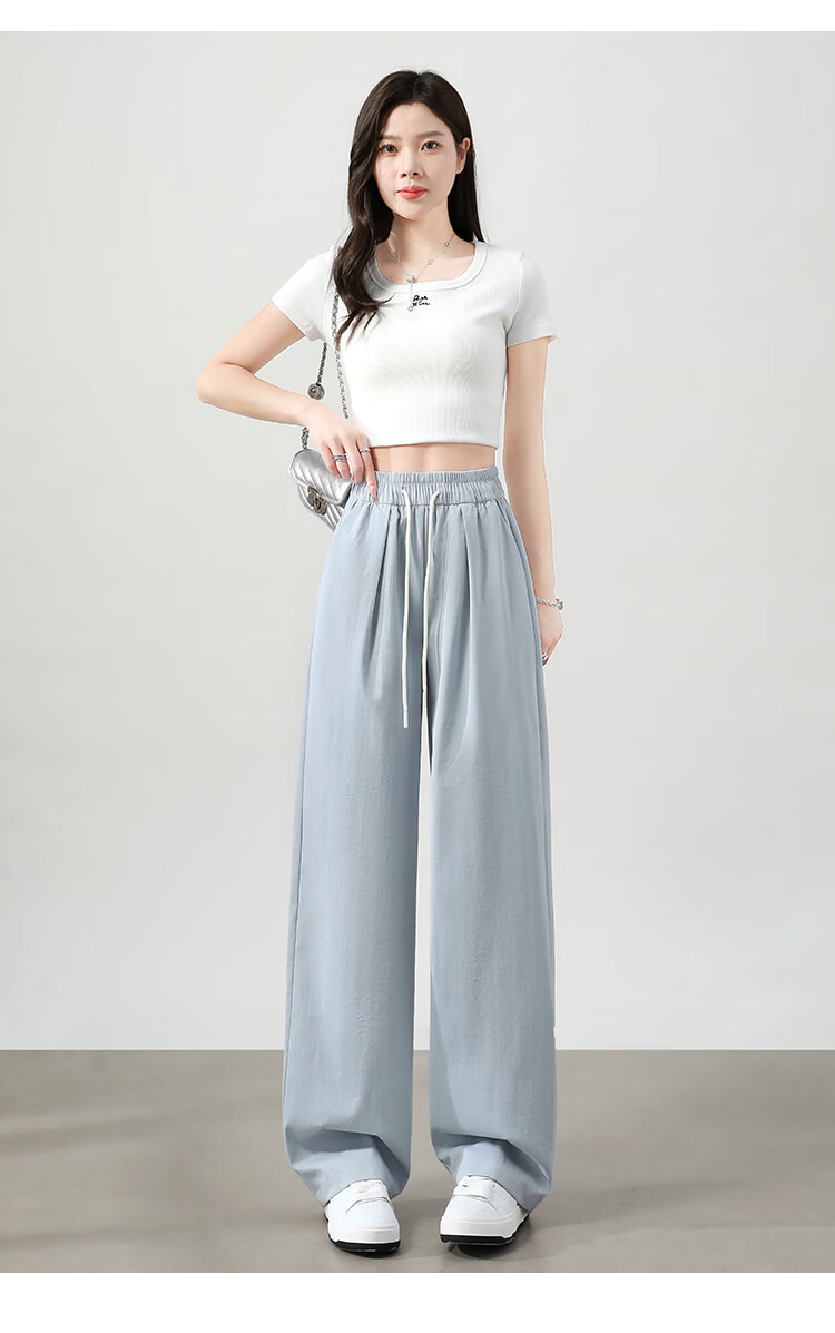 Borui Women's Casual Pants Summer Thin 2026 New High Waist Draped Loose Quick-Dry Wide-Leg Lazy Style Ice Silk Pants 29