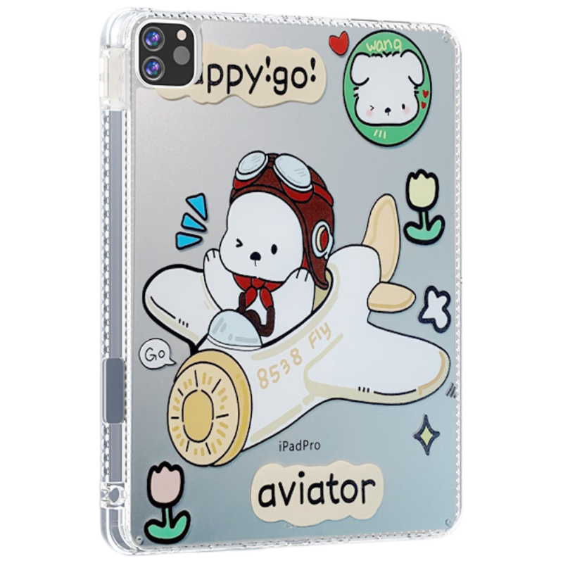 HBOALG Compatible with Apple IPad Air6 Case, M4 Chip 25/26 IPad Air11 Inch Case with Air Cushion, Pencil Holder, Cartoon Design, Ultra-Thin Shockproof Soft Shell