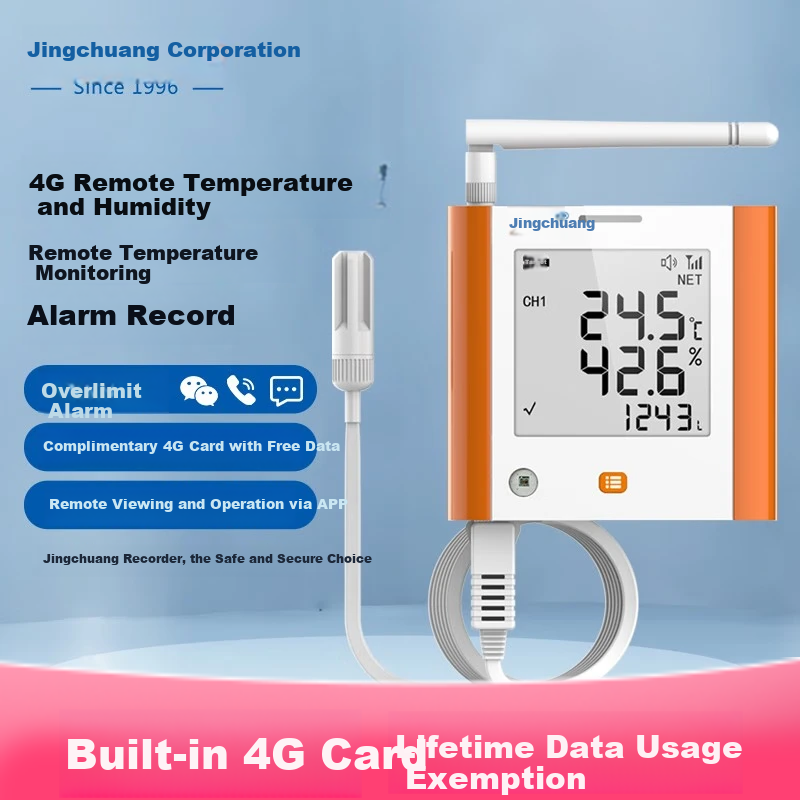 Elitech GSP-8G Remote Temperature And Humidity Monitoring And Recording, 4G Networked Agricultural Thermometer, Warehouse And Livestock Industrial Overheat Alarm