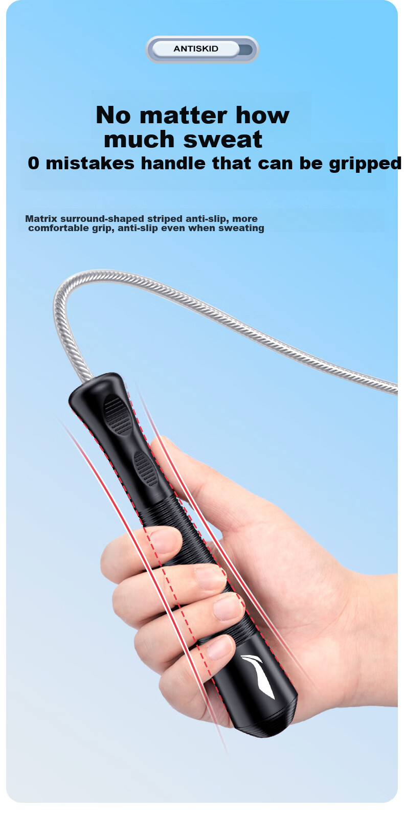 Li-Ning Speed Jump Rope, Steel Wire Professional Competition And Exam-Specific, for Children, Primary And Secondary School Students, Sports Ultra-Light Rope, 4mm 6