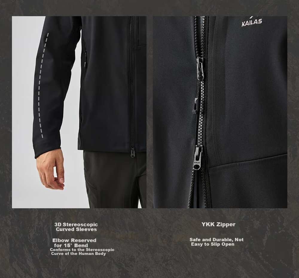 KAILAS M8 IC Stand Collar Thermal Softshell Jacket Men Durable Stretch Outdoor Climbing Windproof Jacket Autumn Winter 10