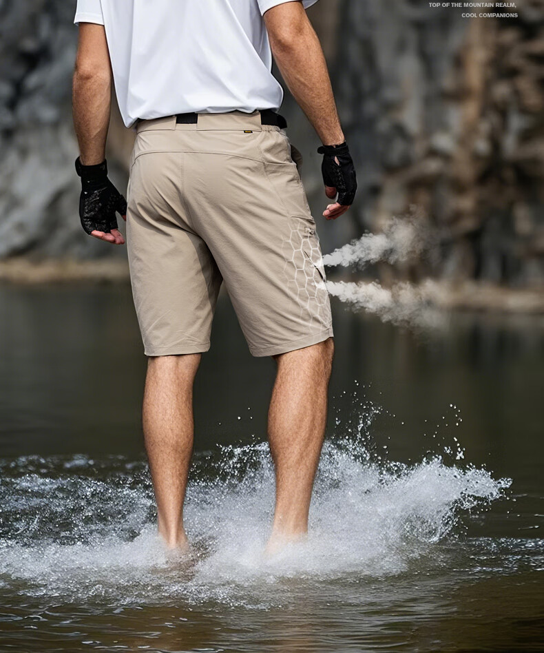 Free Soldier Peak Spring Summer Shorts Teflon Three-Defense Men's Work Shorts Breathable Sun Protection UPF50+ Light Gray 36W/10L 6