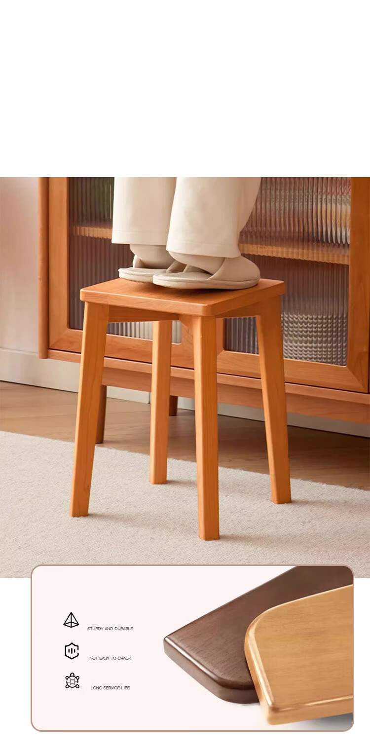 Yupin Stool, Household Square Stool, Dining Chair, Small Stool, Stackable Soft Cushion Stool, HK5167, Two-Piece Set 3