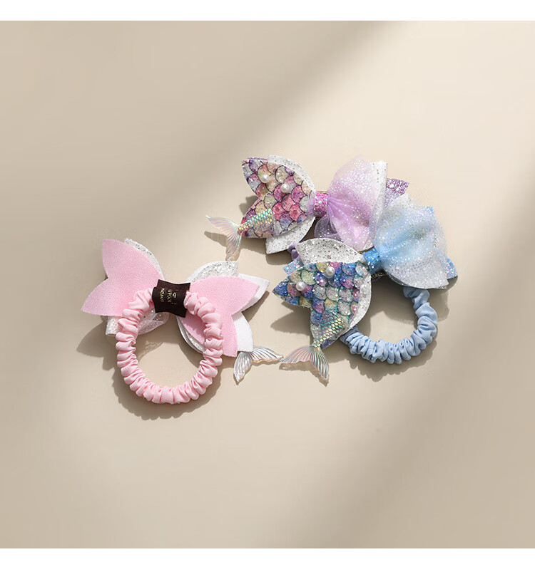CHIMERA 3-Piece Mermaid Hair Ties, Ponytail Holders, Hair Bands for Children, Girls' Birthday Gift 3