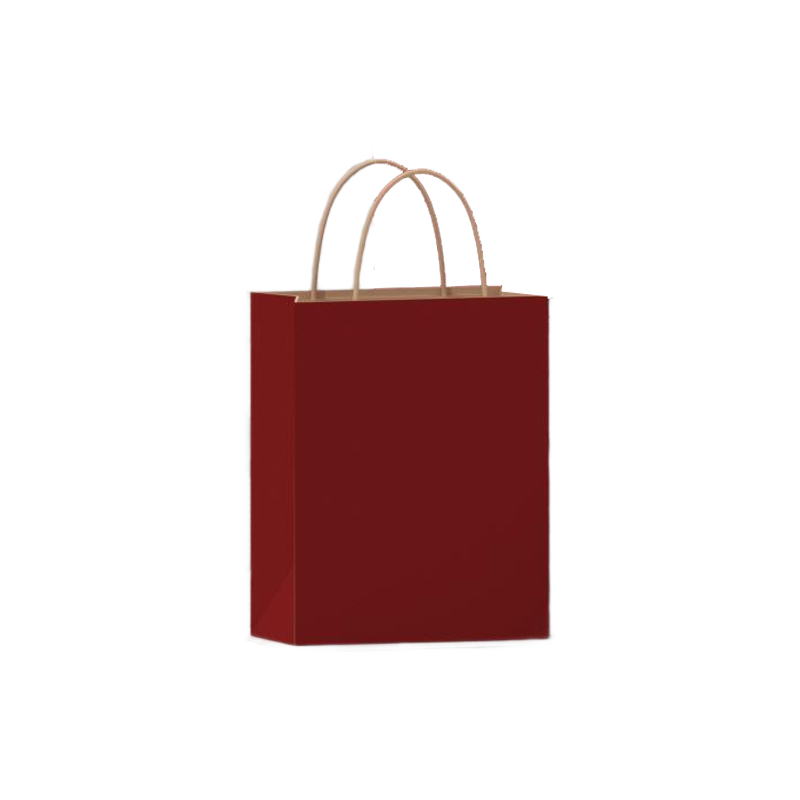 Zhaoshen Kraft Paper Gift Bags, Handbags for Mid-Autumn Festival Gifts, Wedding Favor Bags, High-End Gift Bags, Medium Size in Burgundy, 21*11*27cm (20 Pieces)