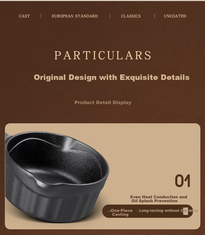 Jiuzhu Cast Iron Pan 700ml Deep Large Oil-Splattering Pan Hot Oil Pan 14cm Non-Coated for Gas Stove And Induction Cooker Frying Egg Pa 19