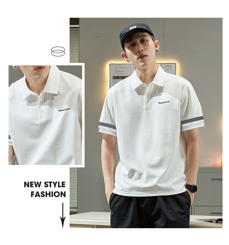 TonLion 2026 Summer New Men's Left Chest Detail Sleeve Panel Short Sleeve Polo Loose Trendy Brand Shirt 8