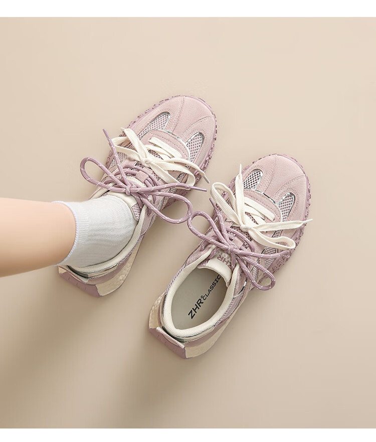 ZHR Dexun Women's Shoes, 2026 New Soft-Soled Fashionable Women's Shoes, Stylish Thick-Soled Sneakers for Women, KS110, Lavender Purple, Size 39 13