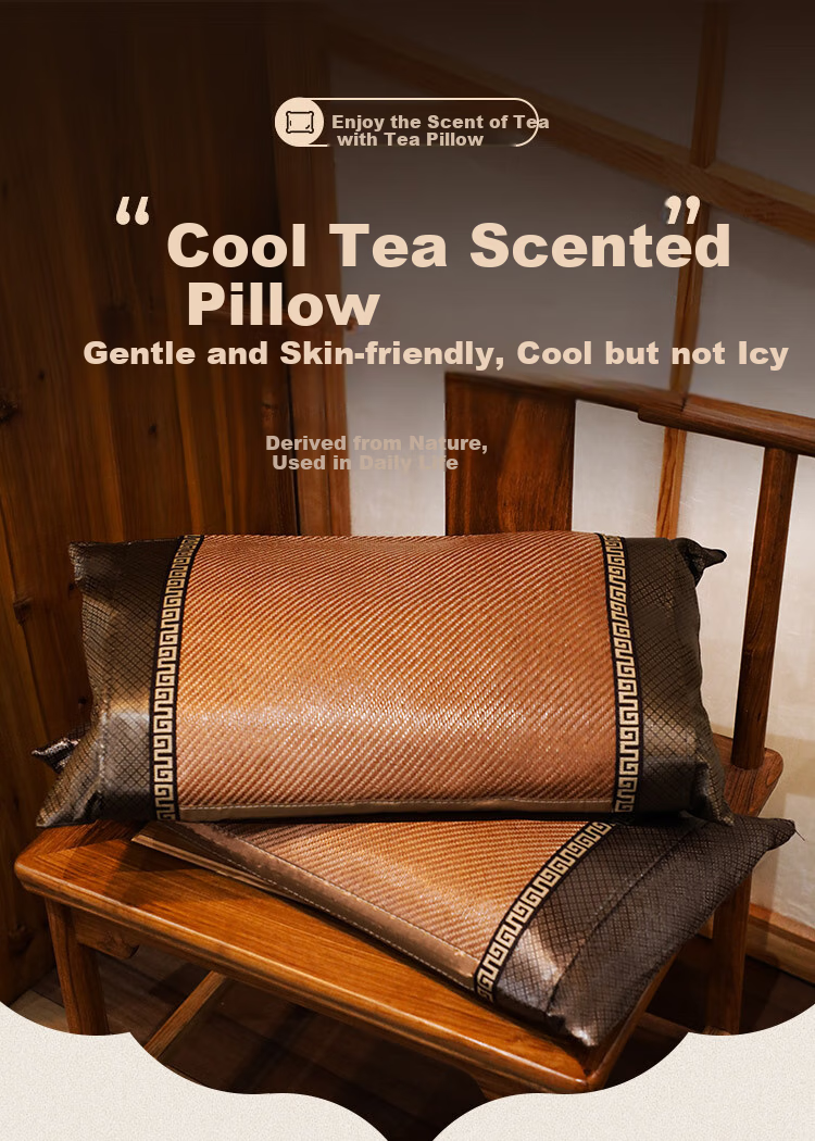 Laoxijiang Rattan Cooling Pillow Summer Mat Pillow with Tea Leaf And Floral Fragrance, Single Tea Scent Pillow, 55*30cm 1