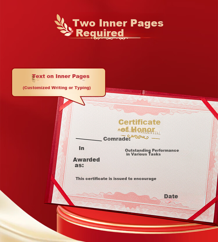 Kingdee Honorary Certificate 6K/10 Pieces, Red Glossy Award Certificate, Exquisite Gold-Stamped Honorary Certificate, Graduation Certificate, Customizable 1