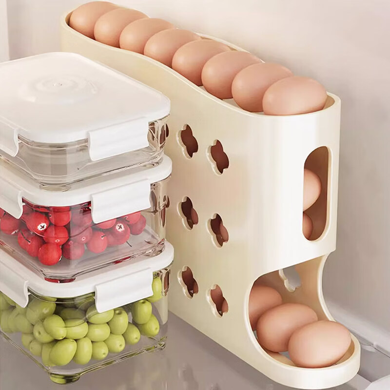Jinghuisichuang Rolling Egg Storage Box, Automatic Egg Filler, Refrigerator Fresh-Keeping Box, Four-Layer Slide Rack