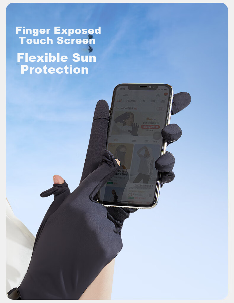 UV100 Sun Protection Gloves for Women, Spring And Summer UV Protection Thin Breathable Driving Cycling Anti-Slip Touchscreen Gloves 22503 Bubble Pink 7