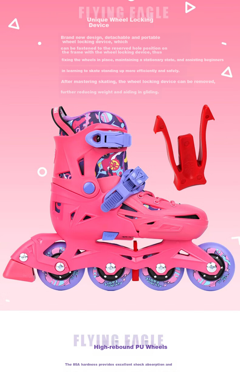 Feiying Roller Skates for Children, Girls And Boys, Beginner Inline Skates, Professional Lock-Wheel Flat Roller Skates, Inline Skating Shoes, Ice Skating Shoes 9