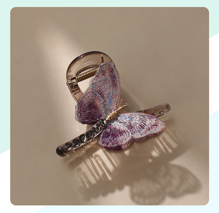 CHIMERA Half-Up Hair Clip Embroidered Butterfly Shark Clip Hairpin for Thin Hair Women Birthday Gift 7