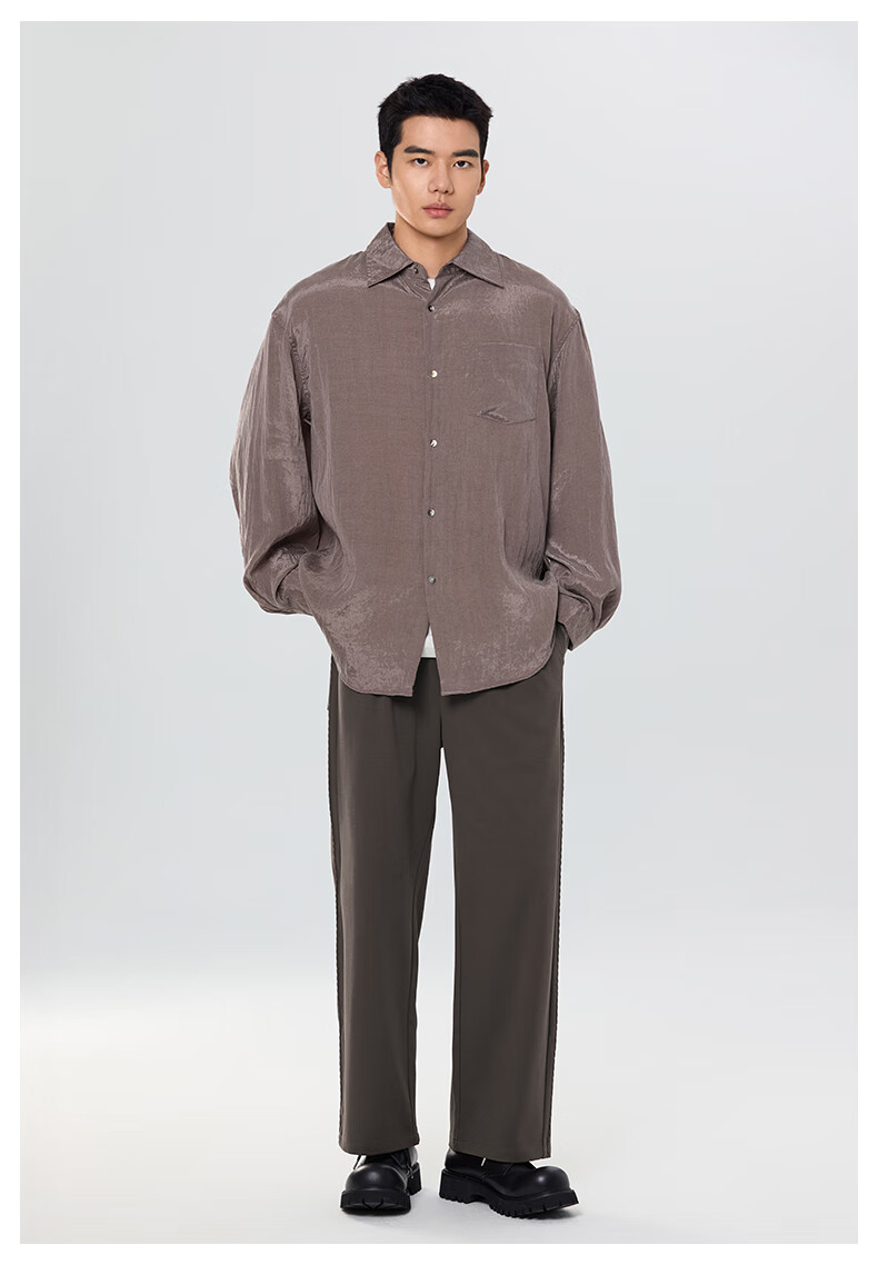 MARKLESS Men's Casual Pants, Commuter Draping Trousers, Loose-Fitting Versatile Long Pants 5808, Misty Brown, S 17