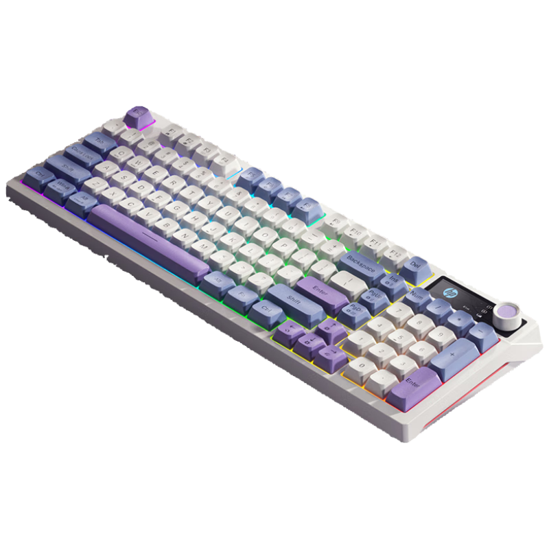 HP K500F Mechanical Feel Keyboard Wireless Bluetooth Tri-Mode Silent Multifunctional Knob Office Gaming Desktop Laptop Universal Keyboard Three-Piece Blue