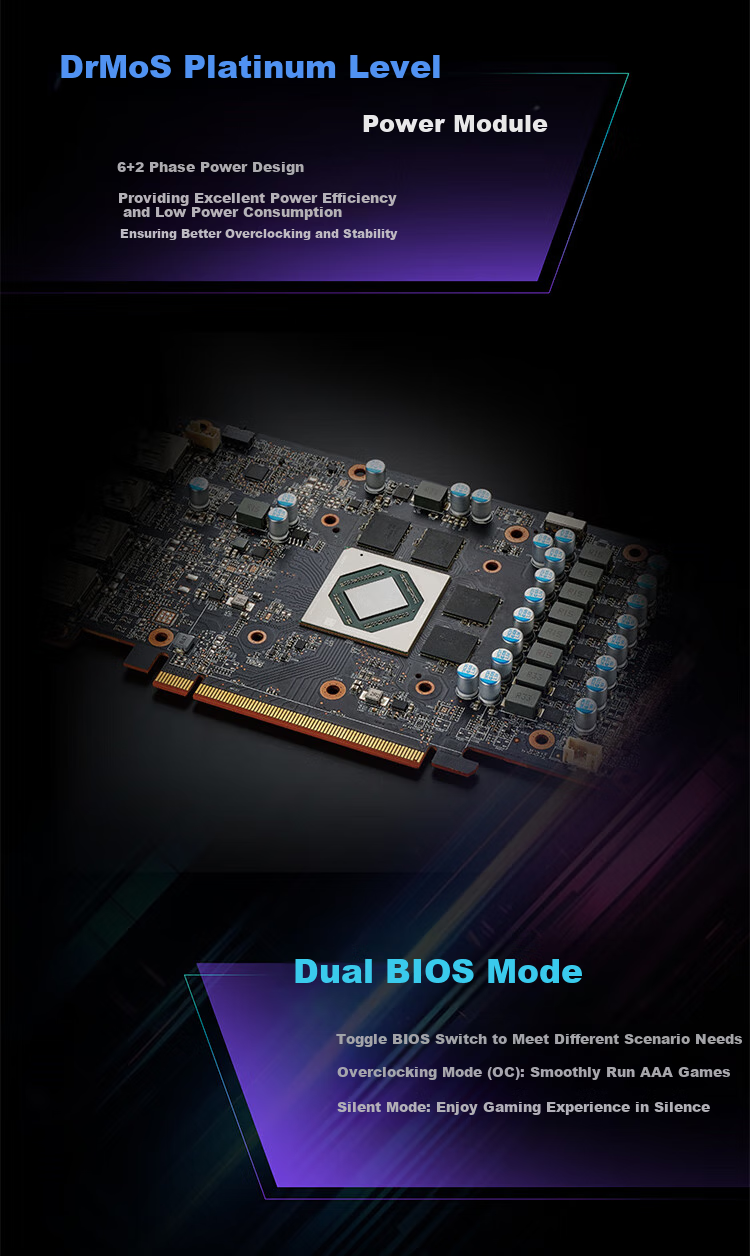 Hanxun AMD RADEON RX 7650GRE Wanderer, Black, 8GB Dual Fan, New Gaming Discrete Graphics Card 7