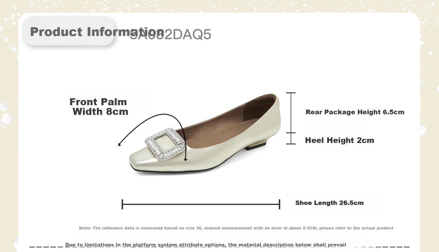 COMELY Rhinestone Square Buckle Women's Flats, Spring New Style Genuine Leather Low-Heel French Gold Flat Shoes, Light Gold, Size 34 5