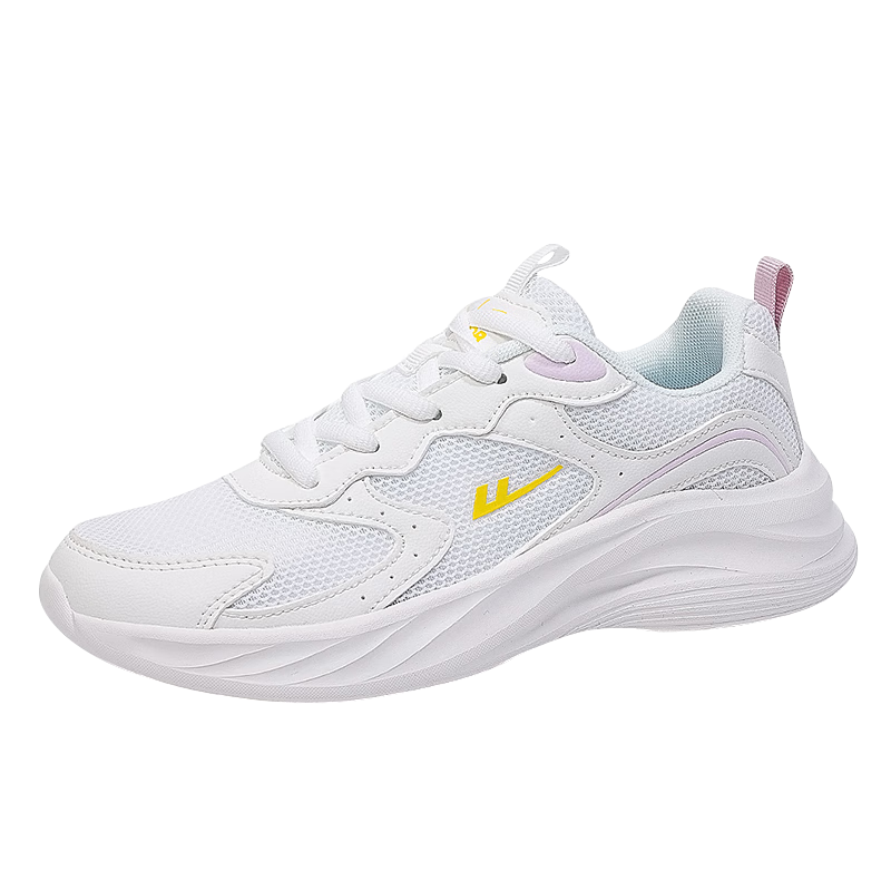 Huili Official Women's Shoes, Summer Breathable Mesh Sneakers, White Casual Shoes for Women, Running Shoes, White And Purple, Size 40