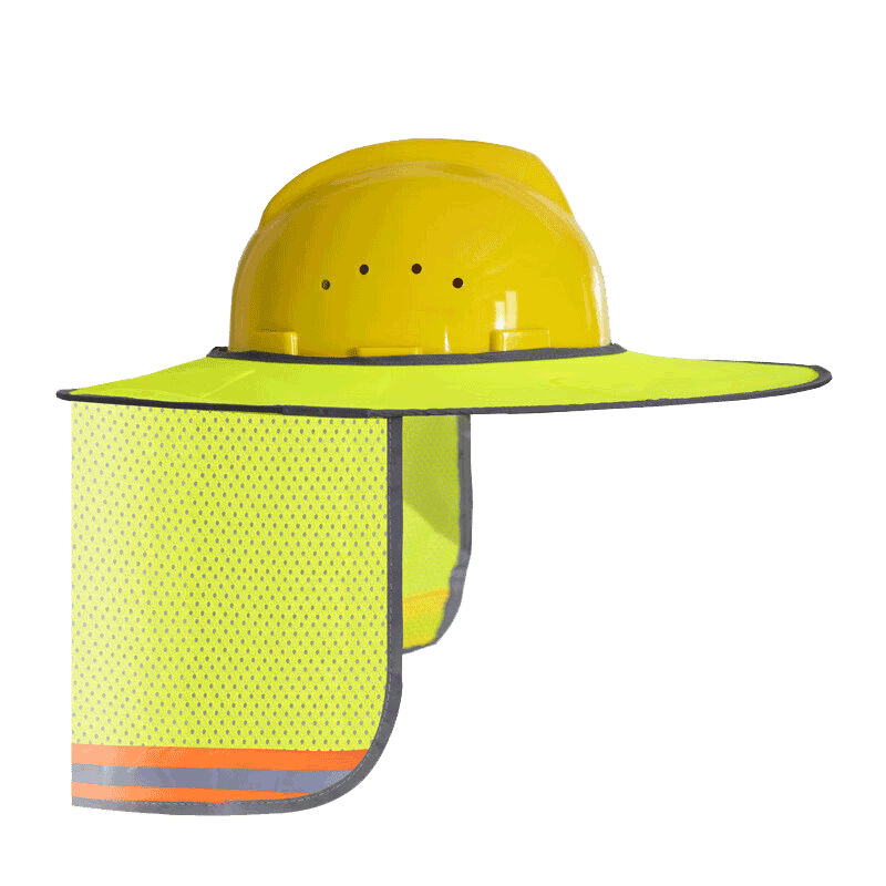 BAIGE Safety Helmet Sunshade Enlarged Brim Construction Sun Hat Breathable Summer Sanitation Work Unisex Fluorescent Green CW893931