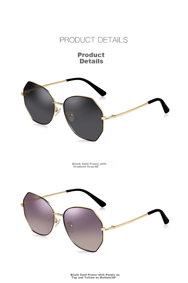 VEGOOS Sunglasses for Women, Korean Style Street Photography Metal Trendy UV Protection Polarized Driving Sunglasses SY8063 12