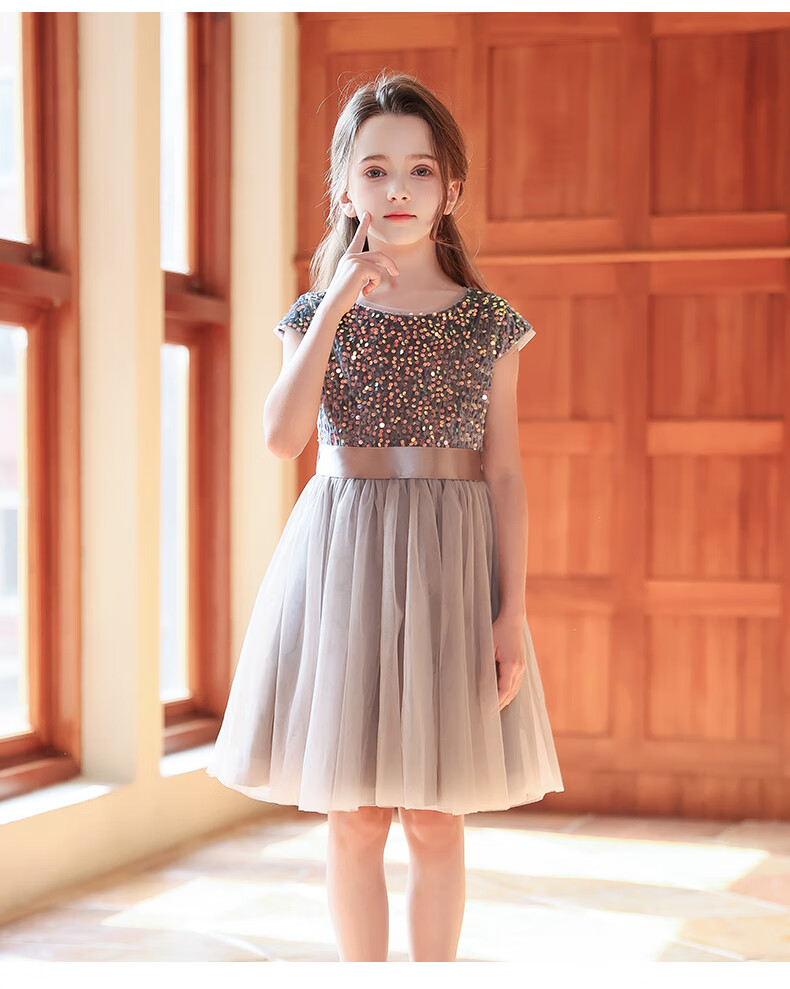 Yinuofang Children's Children's Day Performance Princess Dress Host Dress Girls Summer Dress Primary School Dance Choir Costume 11