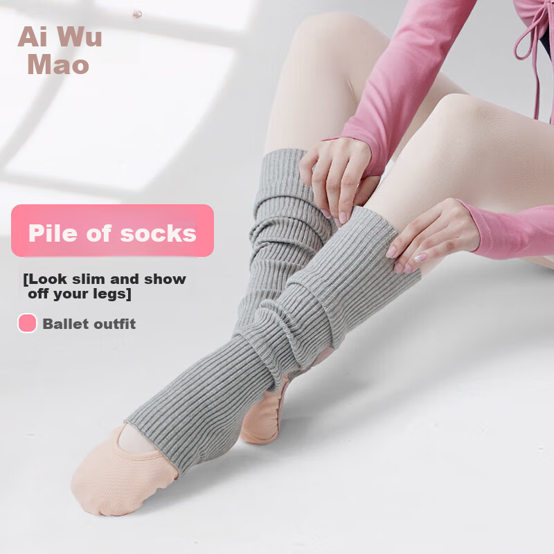 Aiwuge Dance Socks, Spring And Autumn Air-Conditioned Room Knee Protection Long Tube Socks for Women, Ballet Tights, Over-Knee Stockings, Gray