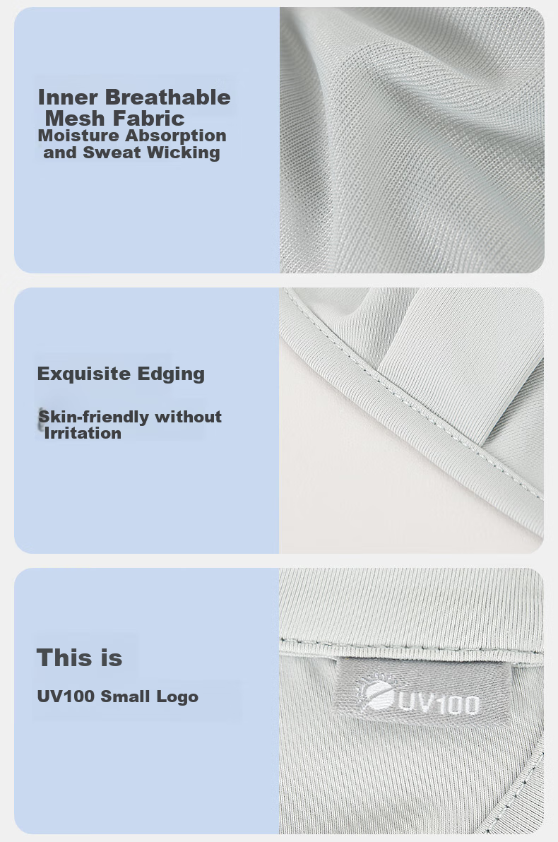 UV100 Sun Protection Face Mask, Spring And Summer Unisex UV-Resistant Sports Cycling Breathable Full Face Mask, 23501 Minimalist Gray 20