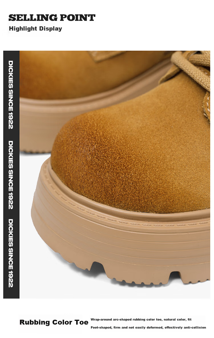 Dickies Women's Martin Boots, Fashionable Versatile High-Top Boots, British Style Casual Boots, Work Boots, Khaki, Size 35 4