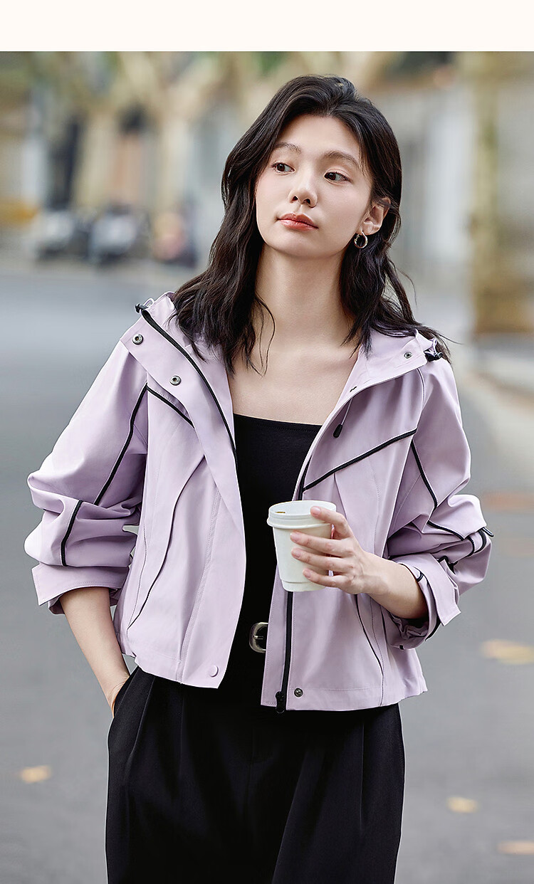 Dme [In The Wild Series] Spring And Autumn Urban Light Outdoor Hooded Jacket with Elastic Cuffs And Contrasting Color Woven Trim 10