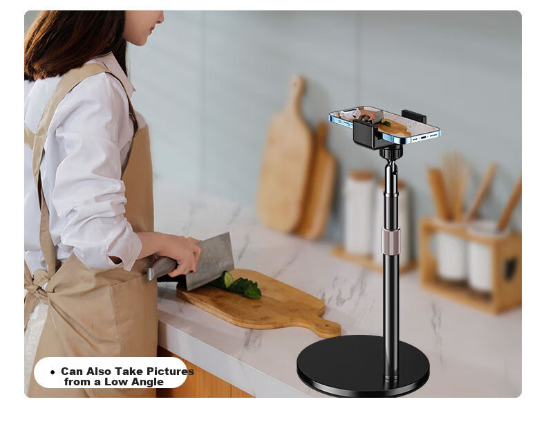 LINGCHEN Live Streaming Phone Stand, Desktop Adjustable Height, Overhead Shooting, Telescopic Selfie Device, Lazy Person's Binge-Watching Tool, Short Video Recording And Drawing Stand, 360° Rotatable Multifunctional Metal Phone Holder 14