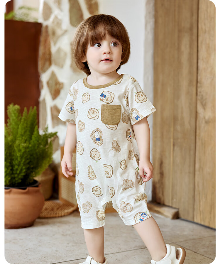 Weishi Muni Infant Short Sleeve Romper Summer Thin Baby Summer Outfit Half Sleeve Bodysuit Crawling Clothes Outdoor Summer Wear 5