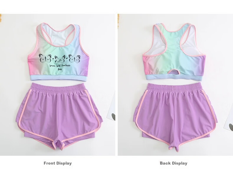 Barbie [Three-Piece Set] Women's Two-Piece Swimsuit, Tummy Control Slimming Boyshort Swimwear for Beach Vacation And Hot Springs 17