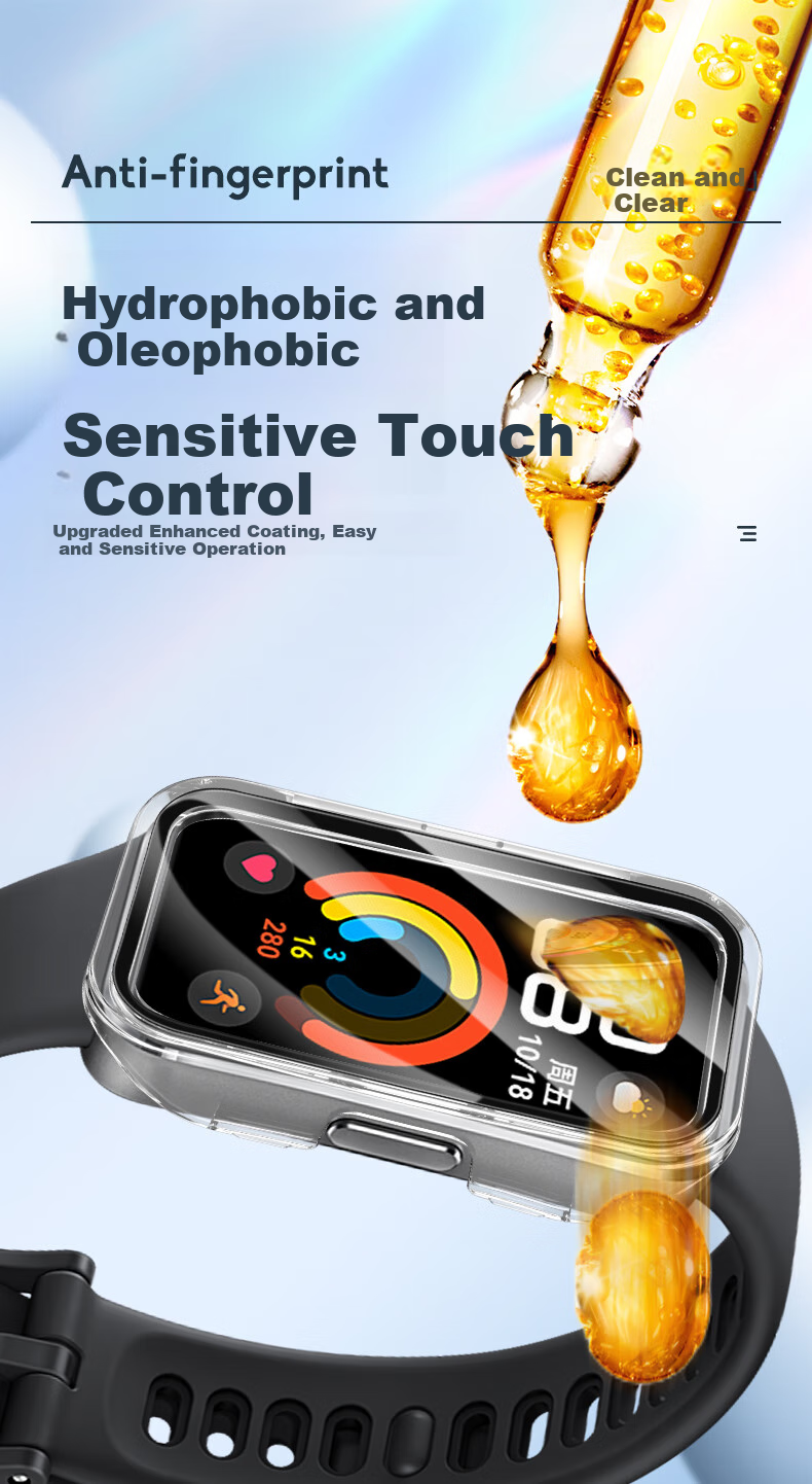Binghong Compatible with Huawei Band 10 Protective Case, Integrated Screen Protector for Huawei Band 9 And 8 NFC Version, High-Definition Anti-Drop Full Coverage [Long-Lasting Non-Yellowing] - Transparent 4
