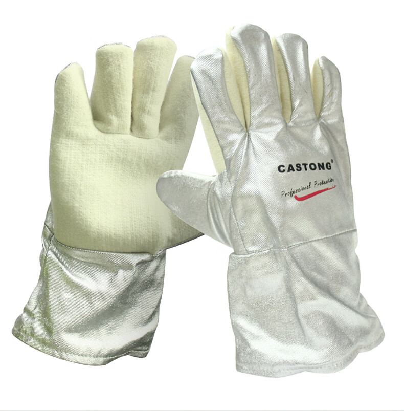 CASTONG NFRR15-34 High Temperature Resistant Gloves 300℃ Heat Insulation Industrial Anti-Scald Wear-Resistant Aluminum Foil 9