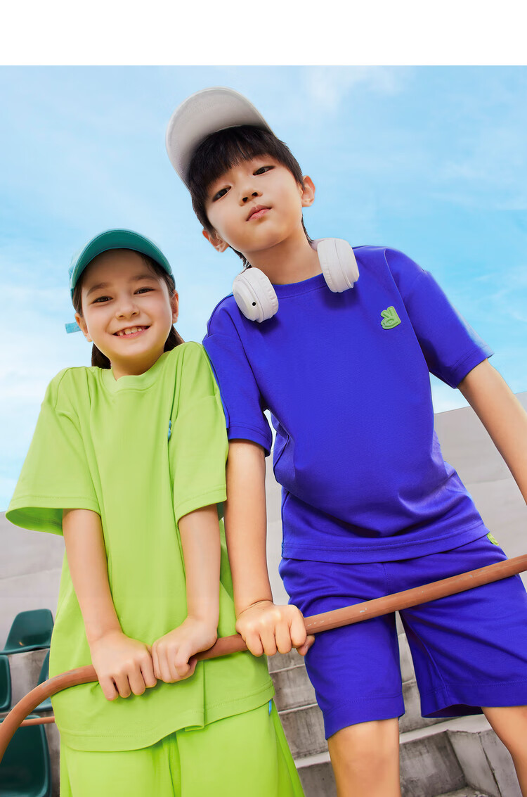 Annil Children's Clothing, Boys And Girls Short-Sleeve T-Shirt, Antibacterial Long-Staple Cotton, Summer Fashion, Pure Cotton, Casual Round Neck, Loose Fit, Nebula Blue 14