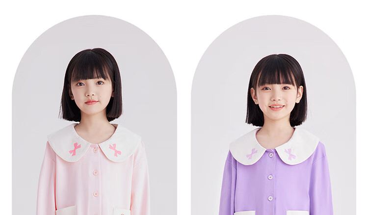 DEESHA Girls' 60S Pure Cotton Pajamas, Double-Sided Fabric, All-Season, Cute And Sweet Princess Style, All-Cotton Children's Long-Sleeve Cardigan Loungewear 10