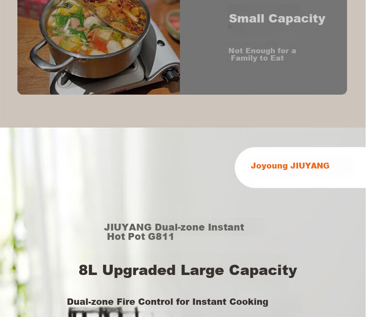 Joyoung Household 8L Large Capacity Electric Cooking Pot, Multifunctional Dual-Sided Electric Hot Pot, Electric Heating Pot HG80-G811 6