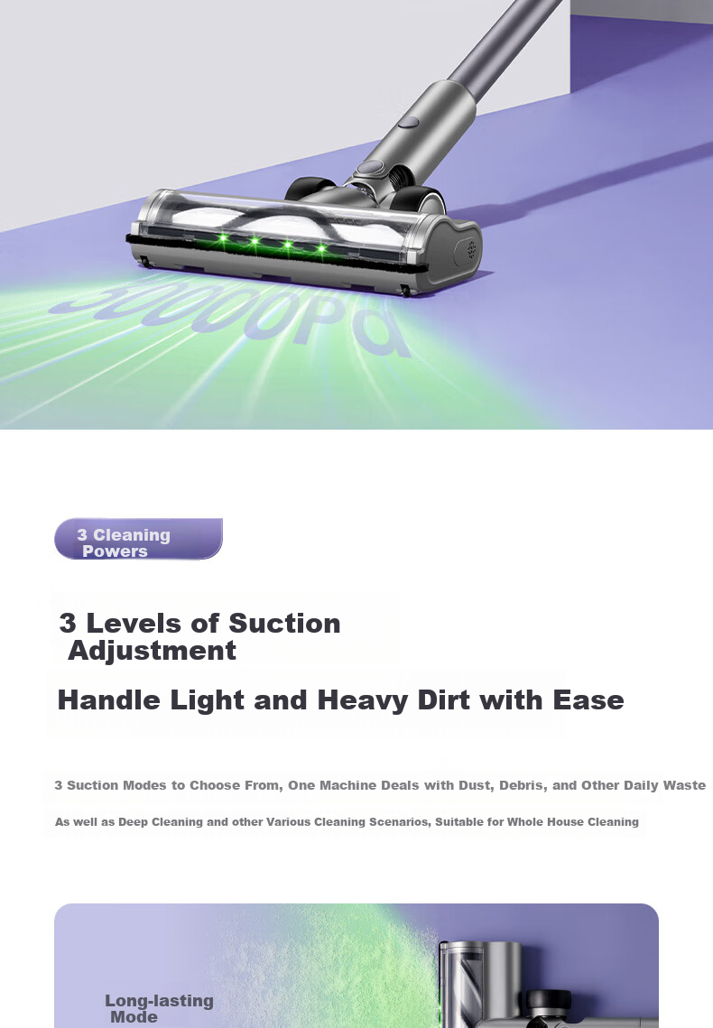 Haier Cordless Vacuum Cleaner with Long Battery Life, Handheld, Green Light Dust Indicator, Portable Cleaning And Dust Removal Machine [With Integrated Suction And Mopping Water Tank + Mattress Mite Removal Brush] S2 [New Year Gift] 5