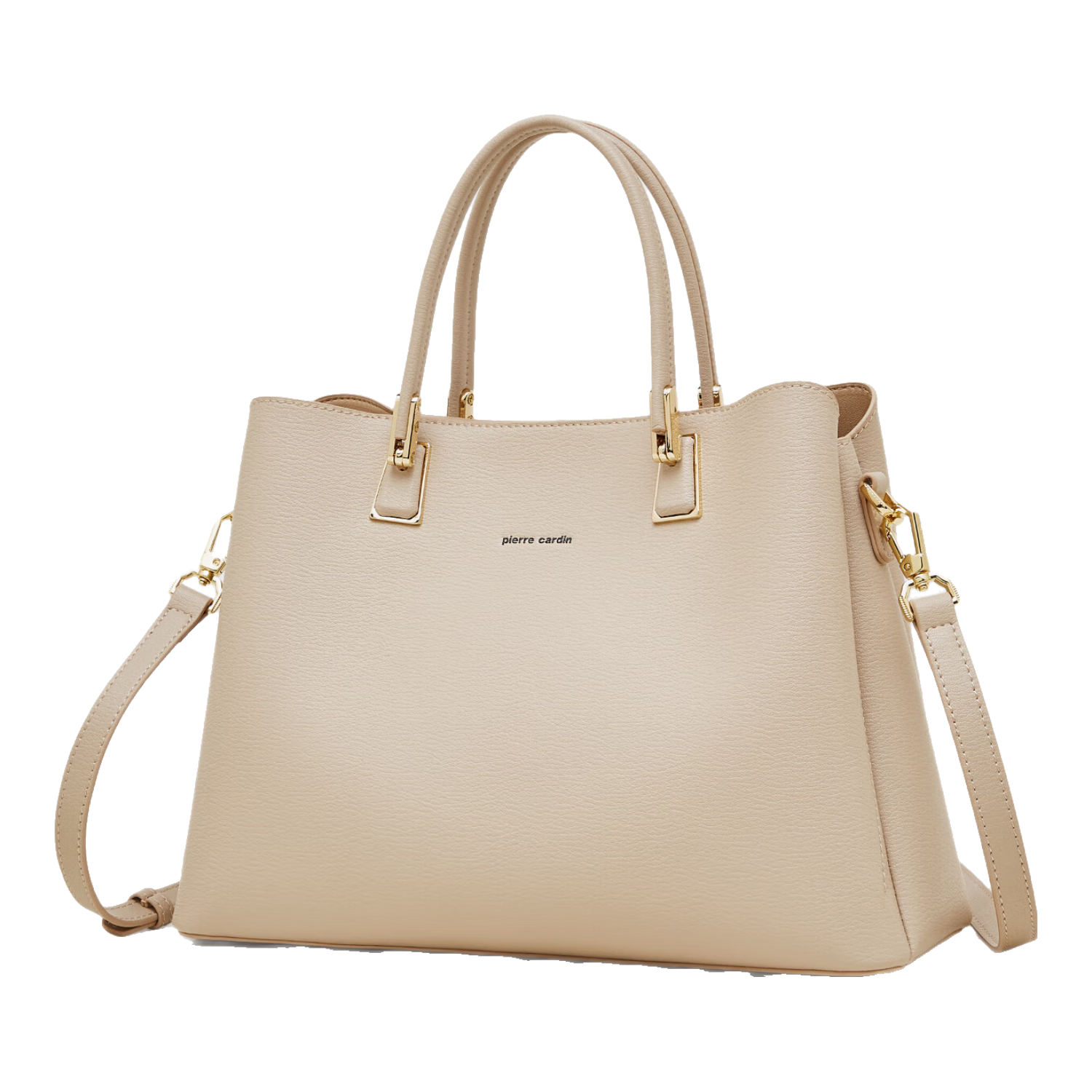 Pierre Cardin Women's Handbag, Holiday Birthday Gift, High-Quality Fashion Cowhide Tote Bag, Shoulder Crossbody Bag, Apricot Color, Gift Box Included