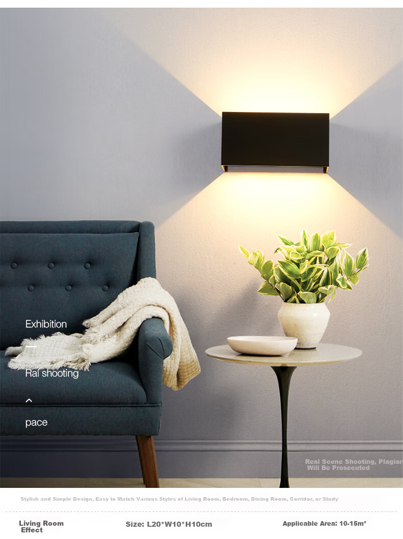 ZIDENG Outdoor Wall Light Waterproof Modern Minimalist Living Room Super Bright LED Dimmable Dual-Head for Outdoor Stairs Hallway Balcony 8