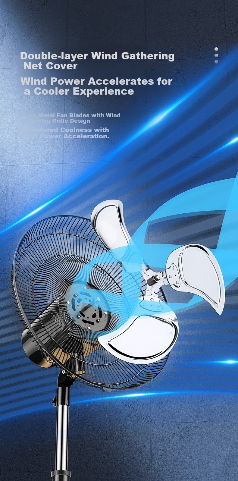 DIAMOND Industrial Fan, Floor Fan for Home Use, Standing Electric Fan with Strong Airflow And Oscillation, Powerful Electric Fan for Living Room, Commercial Use in Factories And Workshops, Aluminum Blades, Commercial Fan HF1602A 6